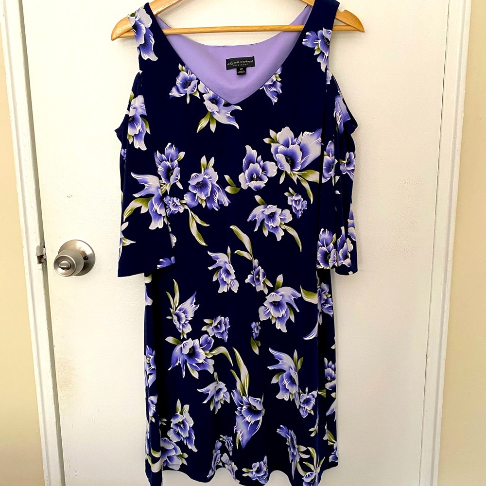 Connected Apparel cold shoulder dress.